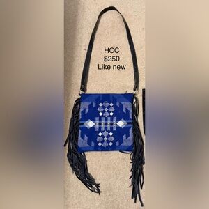 HCC Blue Geometric Fringe Shoulder Bag